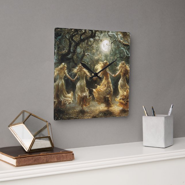 Moon Goddess Dance Clock Quadratische Wanduhr (Büro)