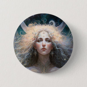 Moon Goddess Fantasy Art Button