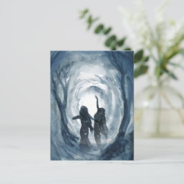 Moon Goddess feiern Sternenwald Blaue Wasserfarbe Postkarte