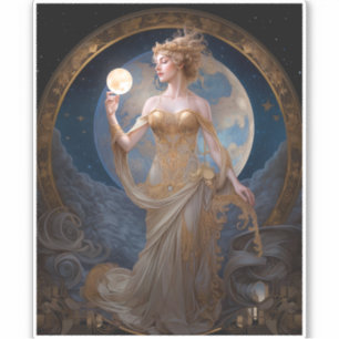 Moon Goddess Queen Fantasy Art Aufkleber
