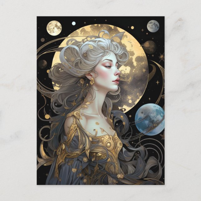 Moon Goddess Queen Fantasy Art Postcard Postkarte (Vorderseite)