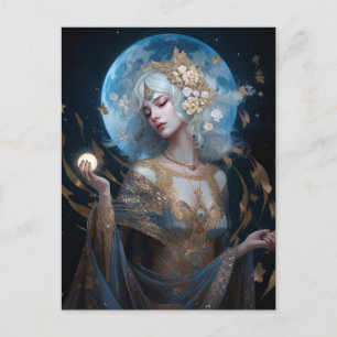 Moon Goddess Queen Fantasy Art Postcard Postkarte