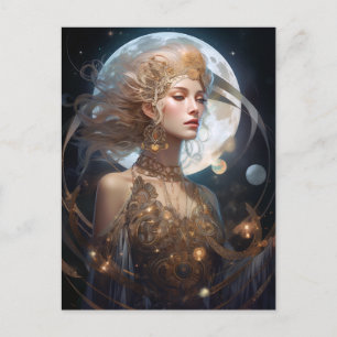 Moon Goddess Queen Fantasy Art Postcard Postkarte