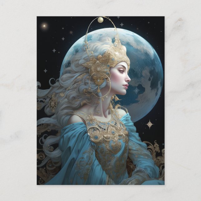 Moon Goddess Queen Fantasy Art Postcard Postkarte (Vorderseite)