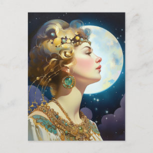Moon Goddess Queen Fantasy Art Postcard Postkarte