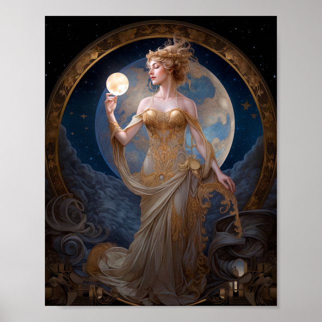 Moon Goddess Queen Fantasy Art Poster (Vorne)