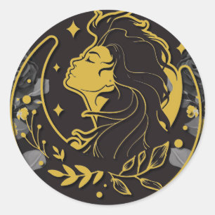 Moon Goddess - Wicca - Heide Runder Aufkleber