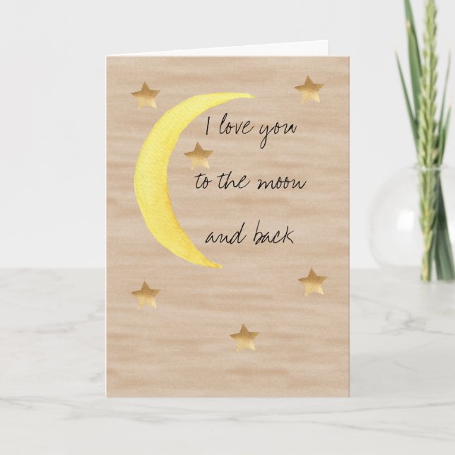 Moon Gold Stars I love you to the moon & back Karte (Vorderseite)