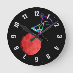 Moon Grabber - Stunt Scooter Rider Runde Wanduhr