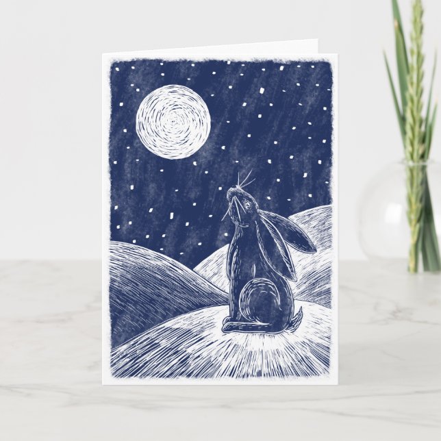 Moon Hare im Schnee Karte (Vorderseite)