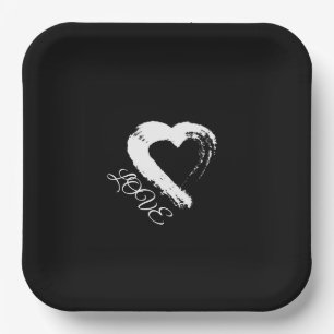 Moon Heart Paper Plate Pappteller