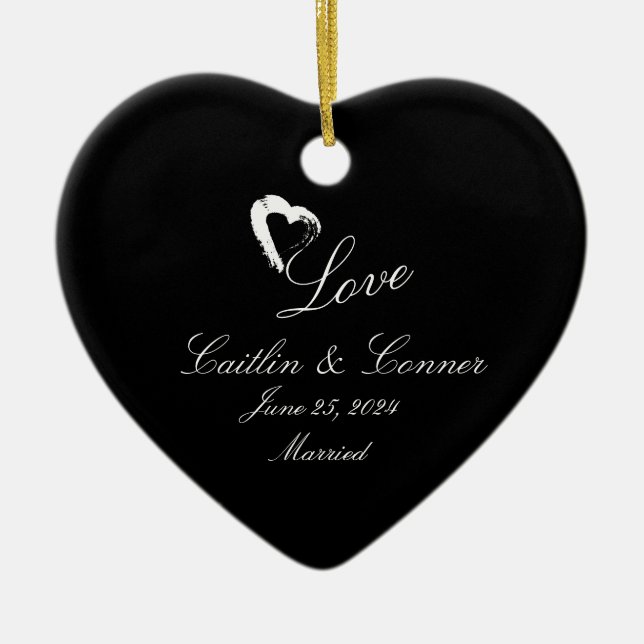 Moon Heart Verheiratet Ornament Hochzeitsgeschenk (Vorne)