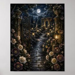 Moon Hellebore Walk Vintage Botanical Poster