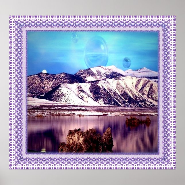 Moon hinter den Montains Poster (Vorne)