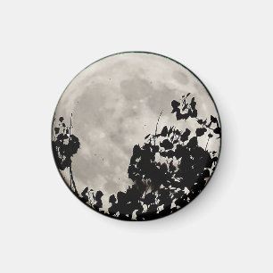 Moon hinter dunklen Blätter Magnet