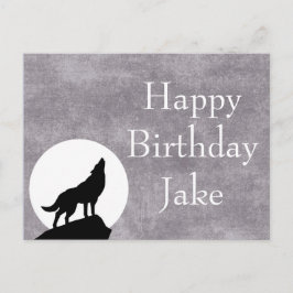 Moon & Howling Wolf Silhouette Geburtstag Postkarte