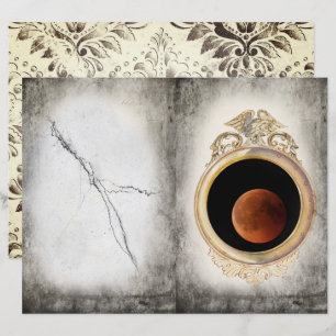 Moon in einem Spiegel, Gothic-Scrapbook-Papier