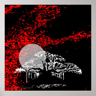 Moon in Red Sky Poster
