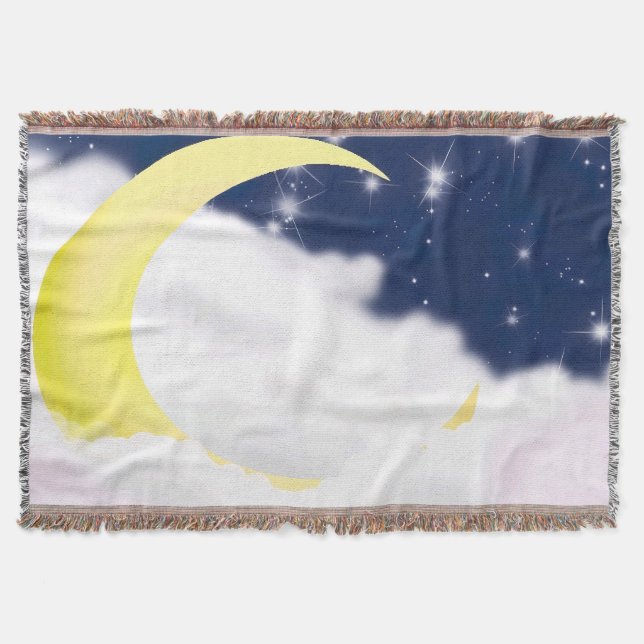 Moon In Soft Clouds Throw Blanket Decke (Vorderseite)