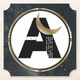 Moon Initial A in Starry Sky Paper Party Untersetz Untersetzer