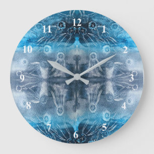 Moon jellyfish batik print große wanduhr