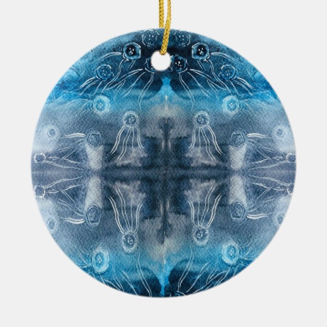 Moon jellyfish batik print keramik ornament (Vorne)