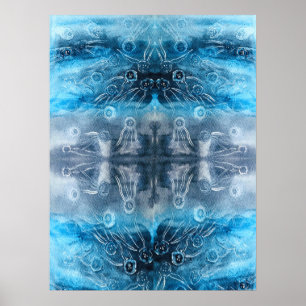 Moon jellyfish batik print poster