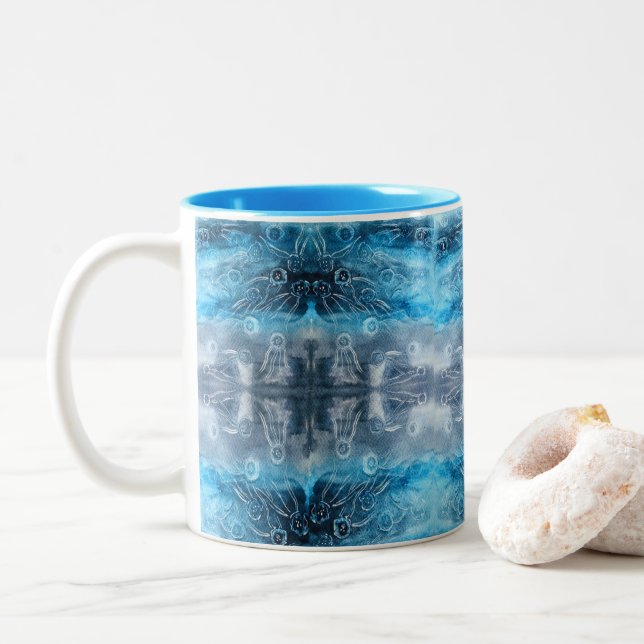 Moon jellyfish batik print zweifarbige tasse (Mit Donut)