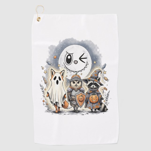 Moon Knight Raccoon Halloween Golfhandtuch (Vorderseite)