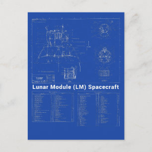 Moon Lander Lunar Module (LM) Blueprint Postkarte