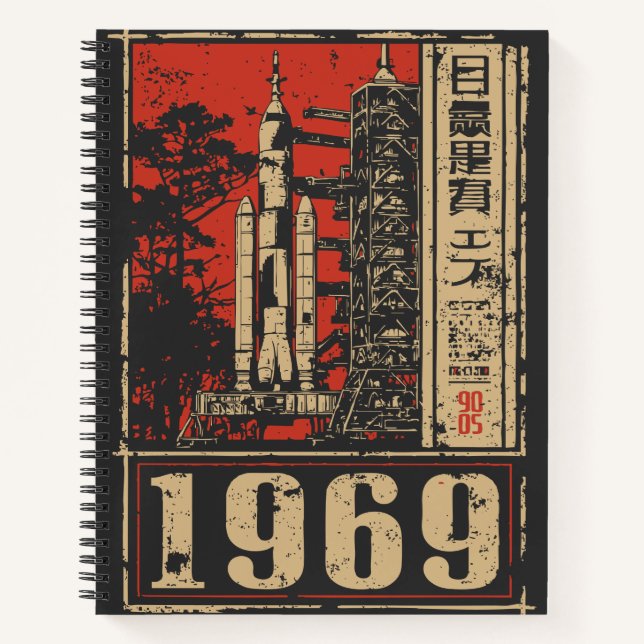 Moon Landing 1969 Raumgeschichtsplanung Notizbuch (Vorderseite)
