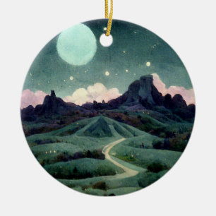 Moon Landscape Fantasy Keramik Ornament