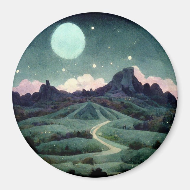 Moon Landscape Fantasy Magnet (Vorne)