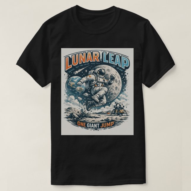 Moon Leap: Gravity Defying Astronaut T-Shirt (Design vorne)
