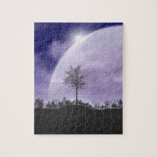 Moon Light Stars Sky Trees Whimsical personalisier Puzzle