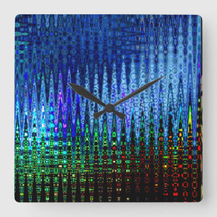 "Moon Lights"-blue abstract clock Quadratische Wanduhr