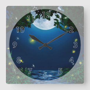 Moon-Lit Water Quadratische Wanduhr