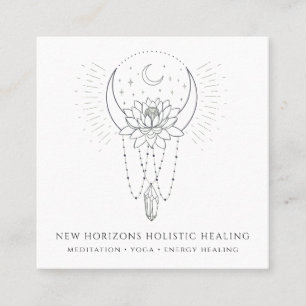 Moon Lotus Blume Crystal Energy Healing Business Quadratische Visitenkarte