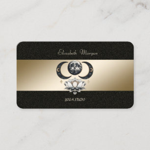 Moon Lotus Gold Black Yoga Studio Business Card Visitenkarte