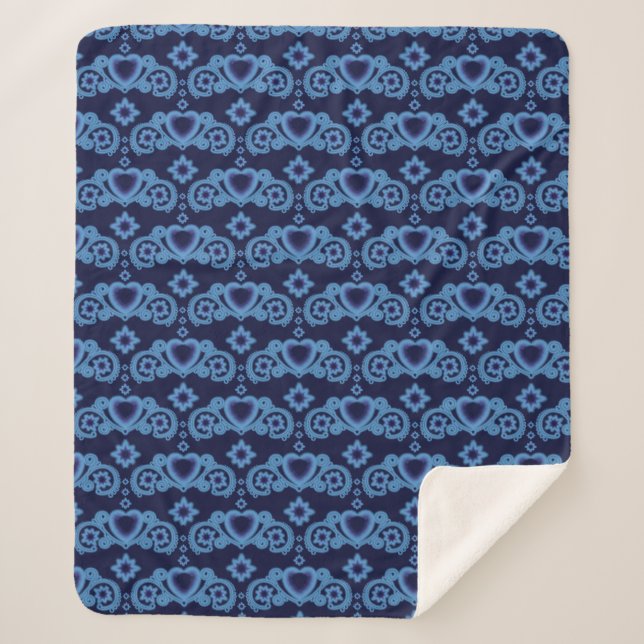 Moon Magic Stars Hearts Celestial Midnight Blue Sherpadecke (Vorderseite)