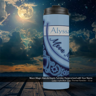 Moon Magic Stars Herz Himmelsname Light Blue Thermosbecher