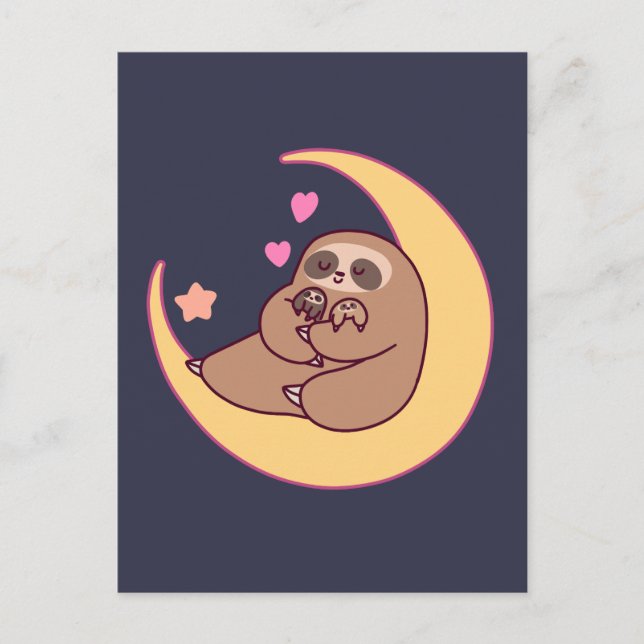 Moon Mama Sloth und Babies Postkarte (Vorderseite)