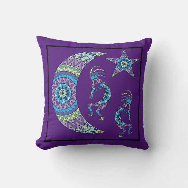 Moon Mandala Kokopelli Throw Pillow Kissen (Vorderseite)