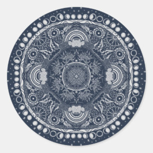 Moon Mandala MoonChild Yoga Runder Aufkleber