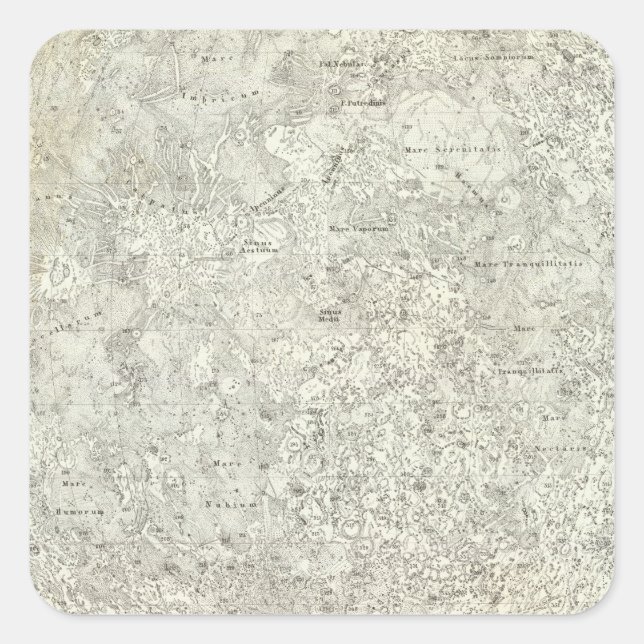 Moon Map Quadratischer Aufkleber (Vorderseite)