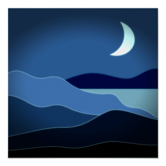 Moon Minimalistisch Poster (Vorderseite)