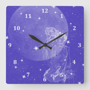 Moon Mirage Square Wall Clock Quadratische Wanduhr