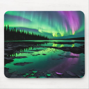 Moon mit grünen und Lila Auroras-Maus-Pads Mousepad