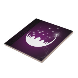 Moon mit Moschee Silhouette - Keramik Tile Fliese