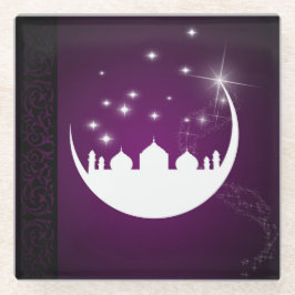 Moon mit Moschee Silhouette - Untersetzer aus Glas
